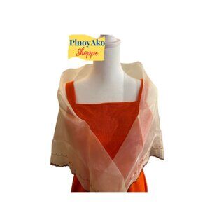 Alampay Filipiniana Shawl With Brooch Pin